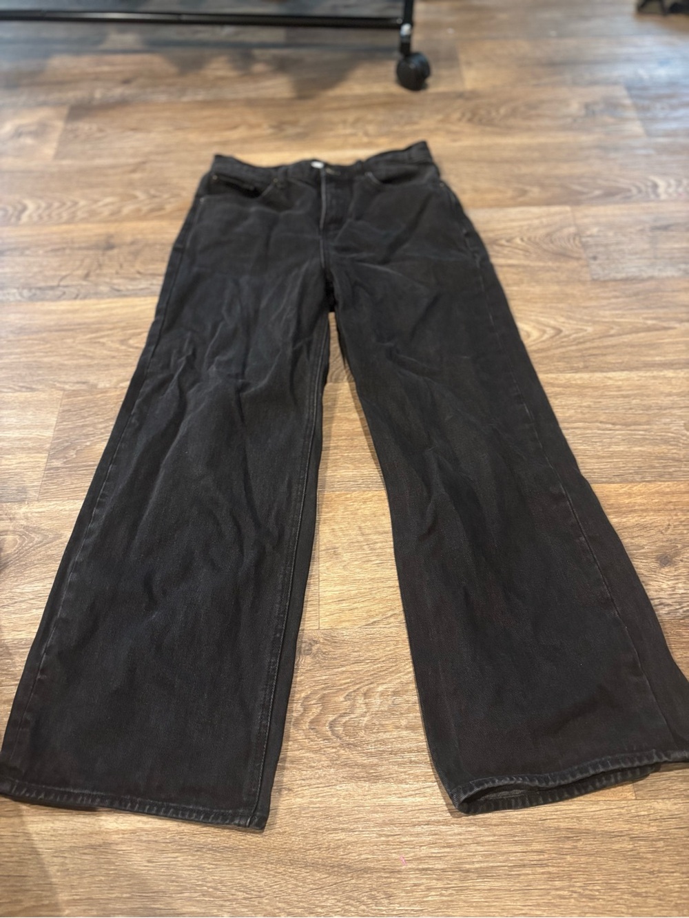 BDG High & Wide Black Denim Jeans High Rise Wide Leg Y2K Streetwear Women’s 28